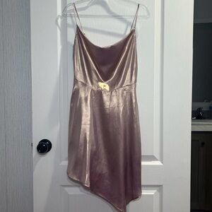 Urban Outfitters Elegant Satin Slip Dress Purple with Gold Shine